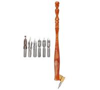 Walfront Ensemble de Stylos de Calligraphie avec 6 Plumes, Design Ergonomique pour Plus de Confort, Idéal pour la Pratique de la Calligraphie Anglaise et de Beaux Lettrages (BROWN)