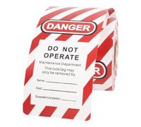 Walfront Étiquettes de Lock-out Tags Danger Ne Fonctionne Pas les Balises de sécurité Tag de sécurité Preuve de Pluie PP Papier Composite Rouge pour L'étiquette de Verrouillage,