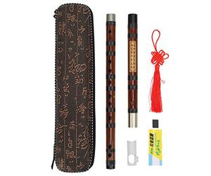 Walfront Flûte en Bambou D-Key Dizi Bitter Bamboo Flute For Beginners With Lettering Body 8 Years Dry Material Dizi Kit Chinese Music Instrument
