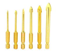 Walfront Forets Hexagonaux pour Perçage Multi-Matériaux - Lot de 6 forets pour Carrelage, Verre, Béton, Brique, Bois et Plastique - Foret Triangulaire