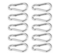 Walfront Grands Mousquetons en Acier Inoxydable 304, Robustes, de Grande capacité de Poids, Parfaits pour le Camping et l'escalade, 10 Pièces