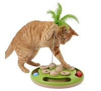 Walfront Jouet interactif pour chat avec ressort à plumes et boules roulantes, jouet puzzle en forme d'arbre pour chats d'intérieur, jeu autonome, soulagement de l'ennui, jouet d'exercice de chasse