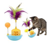 Walfront Jouet interactif pour chat d'intérieur - Jouet oscillant avec plume et herbe à chat - Rotation à 360° - Pour soulager l'ennui et jouer indépendamment