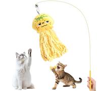 Walfront Jouet pour chat, baguette à plumes de méduse - Jeu d'intérieur portable pour chats et propriétaires, soulage le stress, encourage le jeu et renforce le lien humain-chat