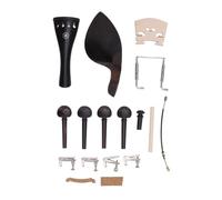 Walfront Kit D'accessoires pour Violon 15 Pièces 3/4 et 4/4 avec Mentonnière, Chevalet à Vis, âme, Cordier, Boyau de Queue, Piquet, 4 Chevilles D'accordage et 4 Tendeurs Fins argentés.