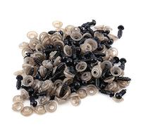 Walfront Kit de 100pcs Yeux de Poupée Noir en Plastique pour DIY Amigurumis Loisirs Créatifs(6mm)