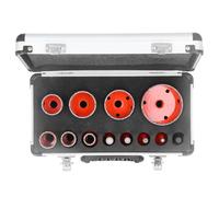 Walfront Kit de 11 Scies-cloches M14, Ouvre-diamant, Technologie de Brasage Sous Vide, Scies à Marbre en Céramique et Accessoires, Outils de Coupe pour la Science Industrielle, Adaptés à la Coupe de