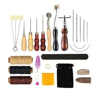 Walfront Kit de 17pcs Outils de Coupe Couture Perforation à Main en Cuir pour DIY Maroquinerie Artisanat Cuir