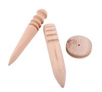 Walfront Kit de 3pcs Lissoirs Brunissoirs Main pour Bord Cuir en Bois pour DIY Travail du Cuir Maroquinerie(Round + Flat + Cake)