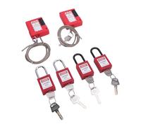 Walfront Kit de Consignation/déconsignation électrique avec 2 Cadenas de sécurité Rouges, 2 Moraillons, 3 Verrous de Disjoncteur, étiquettes et Sac de Rangement pour la conformité aux