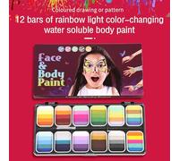 Walfront Kit de Peinture Faciale pour les Enfants 12 Palette Aquarelle Ensemble Palette de Peinture pour Visage activé à Eau Non Toxique pour les Fêtes de Cosplay de Noël D'Halloween
