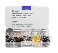 Walfront Kit Oeillet 5mm x 220pcs / 3mm x 420pcs, Oeillets en Métal pour Outil de Réglage avec Boîte de Rangement pour Chaussures, Artisanat du Cuir, Projets de Bricolage(5mm*220pcs)