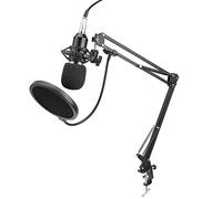 Walfront Kits d'enregistrement de Microphone BM800 avec Carte Son, Ensemble de Microphones à Condensateur, Kits de à Condensateur de Studio avec Support pour l'enregistrement de Jeux avec Bras de