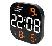 Walfront LED Digital Wall Clock, Remote Control (Two Color Orange Light) | Grand écran HD, luminosité réglable, 2 groupes d\'alarmes, compte à rebours, support de bureau ou mural.