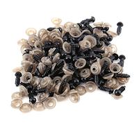 Walfront Lot de 100 yeux de sécurité, yeux en peluche, yeux de poupée pour animaux au crochet, ours en peluche et poupées en plastique avec rondelles (9 mm).