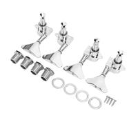 Walfront Lot de 4 Chevilles d'accordage de Guitare Scellées, Têtes de Machine en Acier allié pour Basse électrique à 4 Cordes, Accordeurs Précis 2L2R avec Finition Argentée Antirouille, Pièces de
