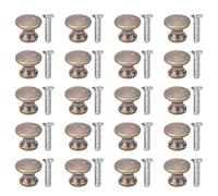 Walfront Mini Boutons à Tête de Champignon, Poignées Rétro en Alliage de Bronze pour Boîte à Bijoux et Armoire, Jeu de 20 avec Vis pour Petits Tiroirs