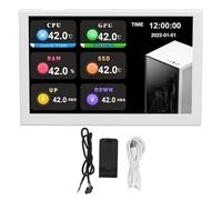 Walfront Mini écran IPS USB 5 Pouces, Résolution 800 X 480, sous-écran HD de Type C, Moniteur de Données PC, Affichage de la Température du PC, Ordinateur avec Connexion Facile pour (White)