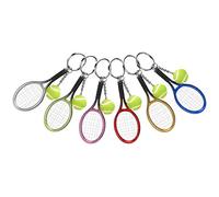 Walfront Mini Porte-clés de Tennis, Modèle de Raquette en Plastique, Ensemble de 6 Pièces pour la Décoration de Sacs et Porte-clés