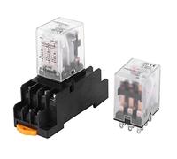 Walfront Mini Relais Électromagnétique Intermédiaire 2Pcs 24VDC/220VAC avec Base 11 Broches 5A