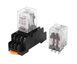 Walfront Mini Relais Électromagnétique Intermédiaire 2Pcs 24VDC/220VAC avec Base 11 Broches 5A