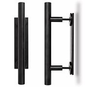 Walfront Noir Acier Inoxydable Vintage Poignée de Porte de Grange Poignées de Porte Coulissante 170 mm Trous Poignées de Portes Meubles