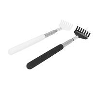 Walfront Outil de Massage pour Gratte-dos, en Acier Inoxydable, Portable pour la Tête, les Jambes, 2 Pièces, Outil de Soulagement des Rayures à Long Manche