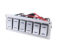 Walfront Panneau D'Interrupteur à 6 Gangs LED Interrupteur DE Bascule Marine éclairé avec Autocollant DE Lueur Nocturne pour les Bateaux RVS CARS PANNEUX D'ALUMINUM DE L'EAU DE L'EAU