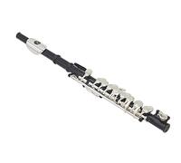 Walfront Piccolo en C plaqué Argent Détachable avec Matériau de qualité Supérieure, Design Ergonomique et Divers Accessoires pour Musiciens dans une Boîte en Cuir Noir (BLACK)