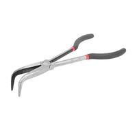 Walfront Pince à bec aiguille, courbée à 90 degrés, longue portée, acier à outils, 280 mm, poignée en plastique viscose, prise en main profonde des objets, facile à transporter