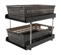 Walfront Plateau de Rangement de Salle de Bain à 2 Niveaux avec Poignées, Paniers de Rangement Multiples en Plastique pour Comptoir de vanité, sous l'évier et au Bureau