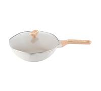 Walfront Poêle à Frire, Poêle Octogonale en Alliage d'aluminium Antiadhésive en Pierre Médicale avec Couvercle, 32 Cm pour Cuisinière à Gaz et Cuisson à Induction