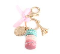 Walfront Porte-clé en Résine et Alliage, Porte-clé Mignon en Forme Macaron avec Tour Eiffel de Différent Couleurs Vert