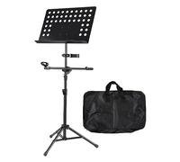 Walfront Pupitre de Musique Portable Pliable avec Clamp/Holder pour Téléphone, Hauteur Réglable de 27 à 67 Pouces, Base Triangulaire pour Guitare, Violon, Piano, Diffusion en Direct, Performance de