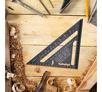 Walfront Règle Triangulaire Noire, Rapporteur de Règle à Angle Droit en Aluminium 0-7 Pouces 0-90 Degrés, avec Table de Conversion de Chevrons Commune, pour le Travail du Bois et la