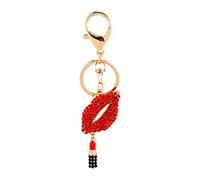 Walfront Sexy Rouge à Lèvres Porte-clés Femme Cristal Sac à Main Charm Décoration Pendentif Porte-clés Exquis pour Fille Femme Dame