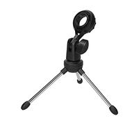 Walfront Trépied de Microphone de Bureau, Support de Micro de Table Pliable, Rotatif à 210°, Hauteur Réglable, avec Tapis Antidérapant pour Conférence en Direct