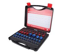 Walfront Vérificateur de Filetage pour écrous et Boulons, Lot de 50 Pièces | Construction en Alliage D’aluminium, Codé Rouge et Bleu pour L’identification Métrique, Conception Compacte pour les Zones