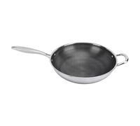 Walfront Wok en Acier Inoxydable en Nid d'abeille de 32 Cm, Poêle Antiadhésive à économie d'énergie, Batterie de Cuisine Polyvalente pour Sauter et Faire Bouillir