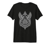 Walhalla Corbeau Odins Runes Valknut Votan Noeud Viking T-Shirt Haut de Gamme