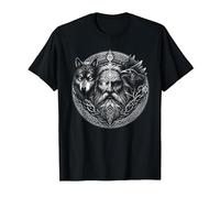 Walhalla Odin Corbeau Loup Runes Cercle Viking T-Shirt