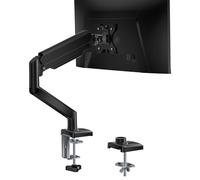 WALI Bras de moniteur simple pour écrans de 17 à 34", bras ergonomique à ressort à gaz pour bureau jusqu'à 12 kg, support réglable pour écrans d'ordinateur avec pince et base à œillets, VESA 75/100 mm