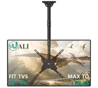 WALI CM2665 Support de Plafond inclinable et pivotant pour écran Plat de 26 à 65", supporte jusqu'à 50 kg, VESA Max 400 x 400 mm, Support Plafond Plat et incliné, Noir
