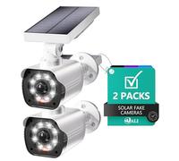 WALI - Fausse caméra de sécurité avec capteur de Mouvement, caméra dôme CCTV de sécurité simulée pour intérieur et extérieur (TCW2-SOL), 2 Paquets, Couleur Blanche et Solaire