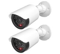 WALI Lot de 2 fausses caméras dôme factices pour intérieur et extérieur avec une lumière LED (TC-W2) - Blanc