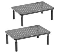 WALI Rehausseur Ecran PC Bureau, Support Ecran avec Plate-Forme Métallique Ventilée, 3 Hauteurs Réglables pour Laptop,Projecteur, Imprimante jusqu'à 20 kg, Noir