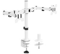WALI Support de Bureau Double Moniteur entièrement réglable pour 2 écrans jusqu'à 27 Pouces, 22 LB. Capacité de Poids par Bras (M002-W), Blanc