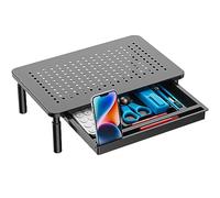 WALI Support de Moniteur avec Tiroir, Rehausseur Ecran PC Bureau d'ordinateur avec rangement, 3 Hauteur Réglable (STT003D-B), Noir