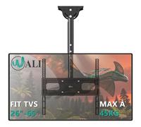 Wali Support de plafond pour TV de 26 à 65 pouces, support de plafond TV à mouvement complet compatible avec la plupart des téléviseurs à écran plat LED, LCD, OLED 4K, jusqu'à 45 kg, trous de montage