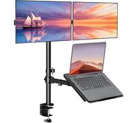WALI Support double pour ordinateur portable et moniteur pour 2 crans 1 ordinateur portable, support de bureau extra haut pour moniteur jusqu'